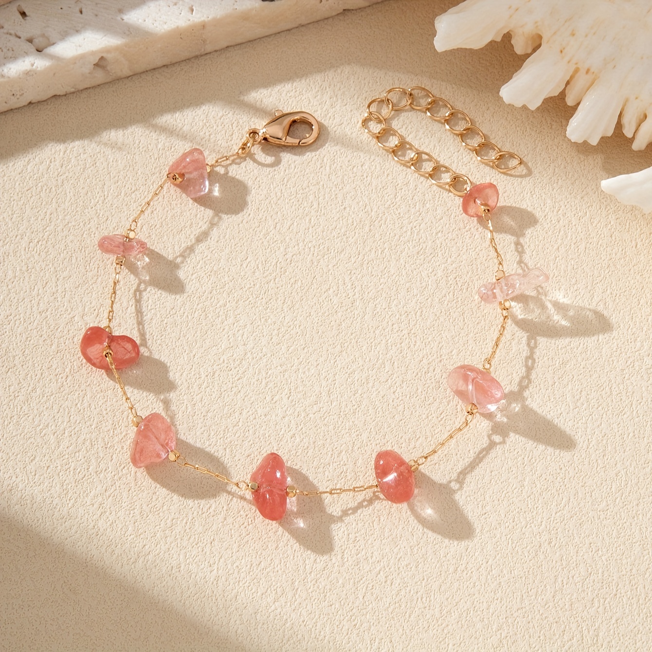 Natural Stone Beaded Anklet for Beach Vacations